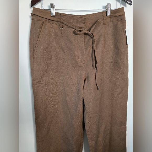 LOFT Wide Leg Brown Pants Trousers Linen High Waist Size 10 M - Picture 4 of 13